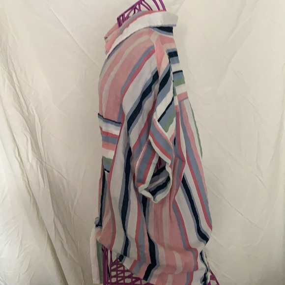 Blue Mood multi colored striped button-up blouse. Girl’s Large/Women’s Small - Picture 4 of 4